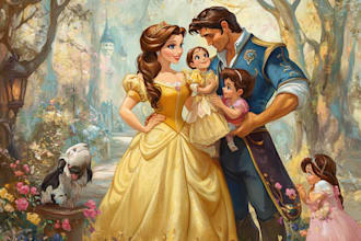 design a professional disney family portrait