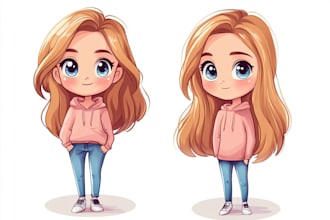 draw cute vector character with chibi style