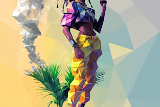 create a low poly illustrations portraits form photos
