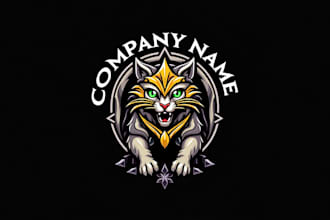 do awesome cat warrior mascot logo design