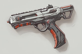 create a 3d weapon illustration for gaming