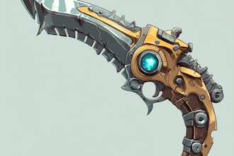 draw a 3d weapon illustration for gaming