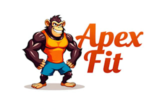 do awesome fitness ape character mascot logo design
