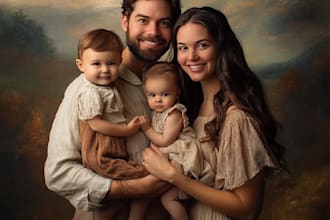 create your couple, family portrait doodle for a art