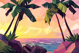 do professional geometric low poly illustration