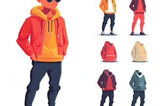 draw vector cartoon, background, character etc