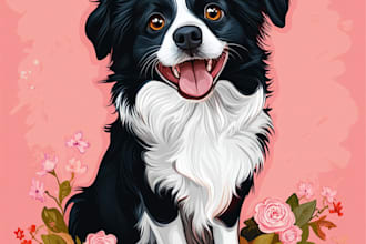 draw dog, cat, any pet to vector portrait