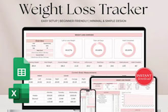 make a weight loss, fitness,  budget tracker spreadsheet in excel, googlesheet