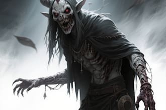 draw fantasy horror character illustration