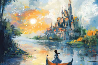 design fantasy whimsical and disney style novel title logo