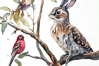 do watercolor painting of animals, botanicals