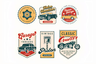 do vintage retro classic custom logo design for business, t shirt, and brand