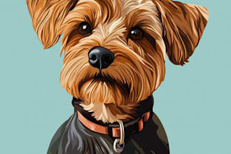 draw your cat, dog, or any pet into cartoon vector portrait