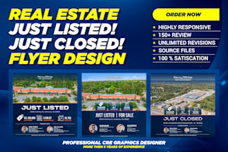 design just listed and just closed real estate flyers and social media posts