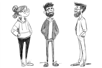 draw detailed black and white illustration
