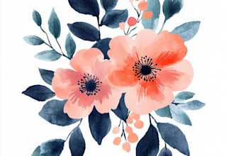 beautiful feminine botanical flower boho watercolor
