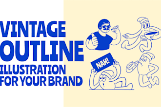 create unique vintage outline style illustration for brand and tshirt