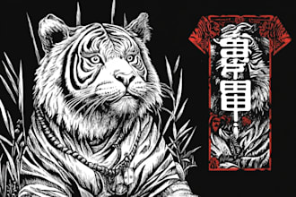 create animal linocut tshirt design for brands