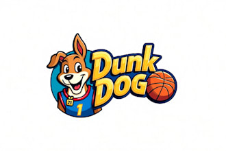 make eye catching dunk dog mascot logo with express delivery