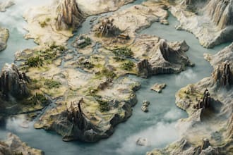 make fantasy map illustration for dnd, novels and games