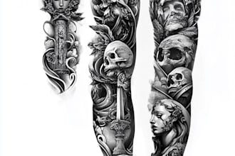 hand draw a full sleeve tattoo design
