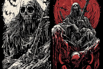 create dark art and heavy death metal illustration