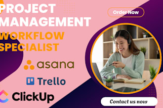 do project management setup and automate your workflow on asana trello clickup
