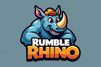 design outstanding rumble rhino mascot logo with unlimited revision