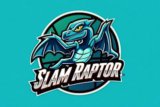 design an awesome slam raptor mascot logo