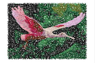 transform any pictures into embroidery paint stitch, meet roseate spoonbill bird