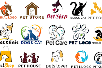design minimalist, cute pet, cat, dog, animal, mascot logo
