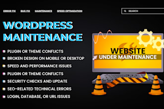 fix wordpress bugs, provide maintenance, security updates and elementor fix
