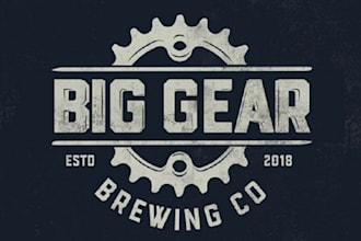 design stand out big gear brewing company logo