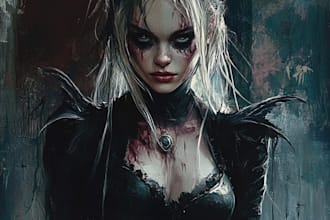 draw realistic fantasy horror character and concept art
