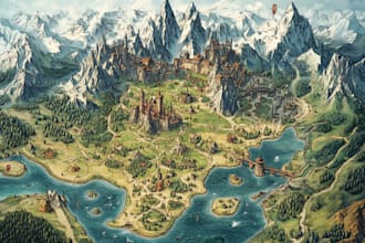 make fantasy map illustration for dnd, novels and games