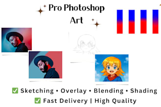 design pro photoshop art sketching, overlay, blending, shading