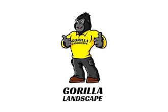design animals gorilla in a lawn care logo