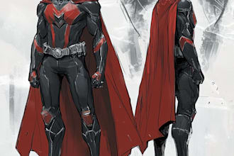 design superhero character design concept art for your comic