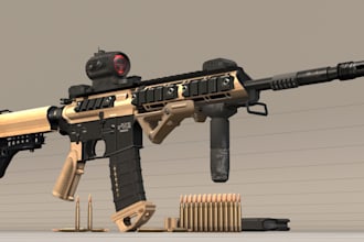 do 3d photorealistic gun modeling, game asset design, 3d animation with render