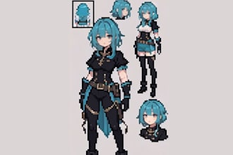 draw pixel character art commission, nft illustration game art, sprite art