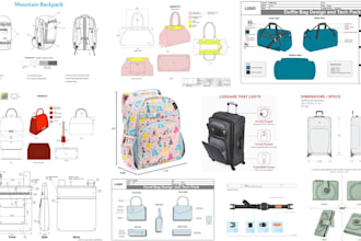 design your bag, handbag, backpack, luggage, wallet, and make a tech pack