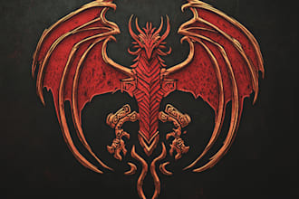 do medieval fantasy rpg gaming logo and friendship portrait