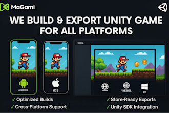 build and export unity games for android, ios, webgl, and PC