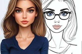 draw cartoon avatar, cartoon character, caricature, logo