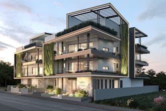 recreate villa house, resort beach rendering, patio loggia terrace design