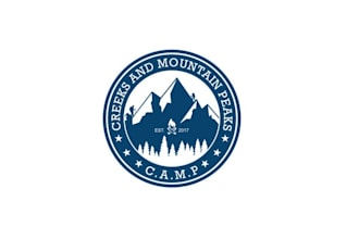 design dynamic creeks and mountain peaks logo