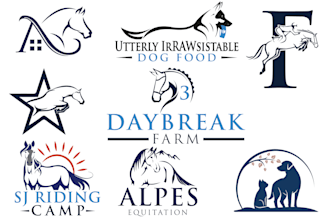 design minimalist horse equine dog farm logo for equestrian pet brands