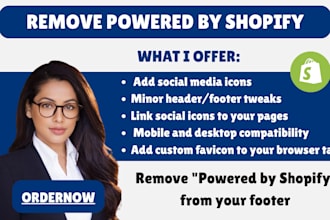 remove powered by shopify add favicon or social media icon shopify customization