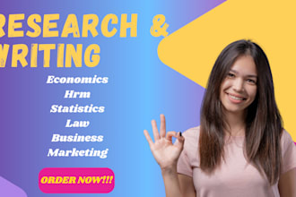 write on economics, hrm, statistics, law, marketing, and business tasks