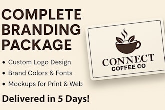 design a modern brand identity with custom logo and mockups